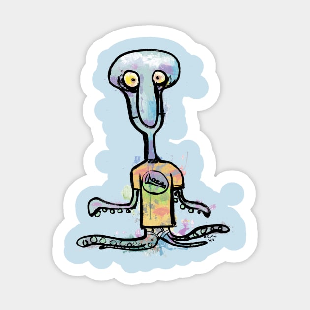 Bad-Night Squidward Sticker by GeneD